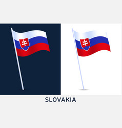 Set Of Slovakia Waving Flag On Isolated Background