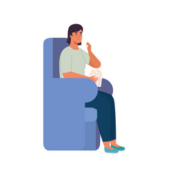 Woman Eating Pop Corn On Chair Design