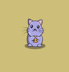 Cute Cat With Cake Animal Cartoon