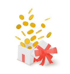 Golden Coins With A Gift Box