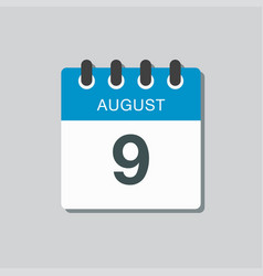 Calendar Icon Day 9 August Date Days Year