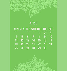 April Year 2021 Monthly Floral Calendar