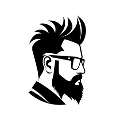 Black Silhouette Of Hipster Hair And Beards