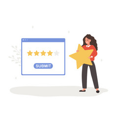 Customer Review Concept Woman Holding Star And