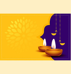 Happy Diwali Greeting Card With Lamp Design