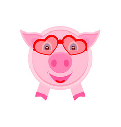 Cute Pig In Glasses With Hearts