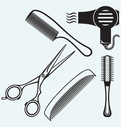 Scissors and comb stylist hair dryer symbol Vector Image