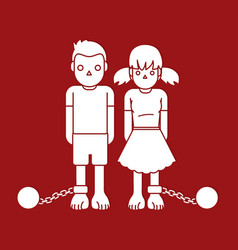 Stop Child Abuse Children With Chain And Ball