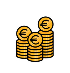 Euro Coins Stack Black Outline Icon