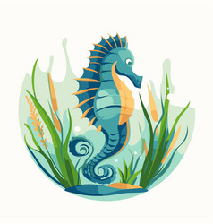 Sea Horse In The Water A Flat Style