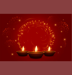 Shinny Shubh Diwali Template With Glowing Diya