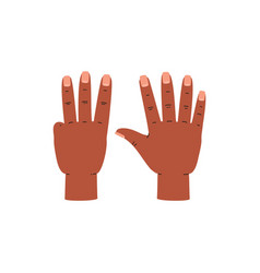 Two Raised Hands Show Eight Fingers Cartoon Flat