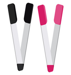 Black And Pink Kitchen Tongs On A White