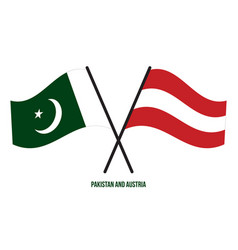 Pakistan And Austria Flags Crossed And Waving