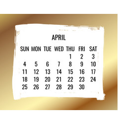 April Year 2021 Monthly Golden Calendar