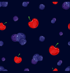 Berry Pattern Of Blueberries And Cherries On Dark