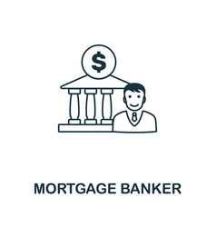 Mortgage Banker Icon Outline Style Thin Line