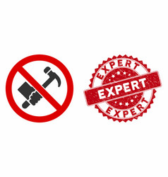 No Working Hammer Icon With Distress Expert Seal