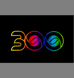 Rainbow Color Colored Colorful Number 300 Logo