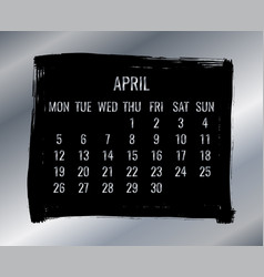 April Year 2021 Monthly Silver Calendar