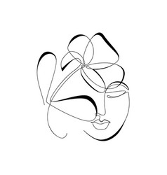 One Line Drawing Woman Face Beauty Female