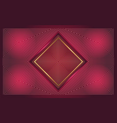 Abstract Rectangle In Gold With Magenta