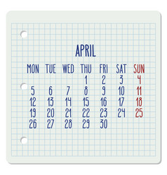 April Year 2021 Monthly Calendar