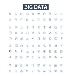 Big Data Line Icons Set Hadoop Analytics