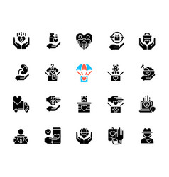 Donation Opportunities Black Glyph Icons Set