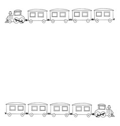 Steam Locomotive And Carriage Frame Border Sketch