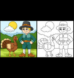 Thanksgiving Pilgrim Boy With Turkey