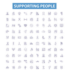 Supporting People Line Icons Signs Set Aid