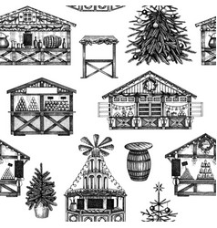 Christmas Market Stalls Background Hand Drawn