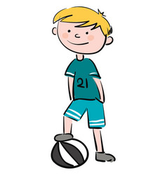 Clipart A Blonde Boy With His Foot On Ball