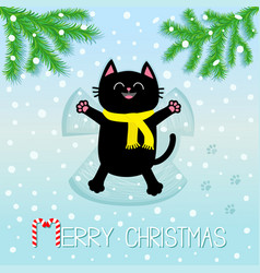 Merry Christmas Black Laughing Cat Laying On Back