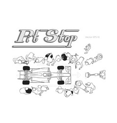 Formula Race Car In Pit Stop Sketch