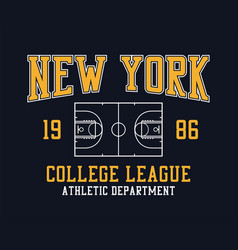 New York College Style Basketball T-shirt Design