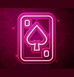 Glowing Neon Line Playing Cards Icon Isolated On