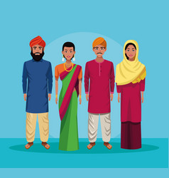 Indian Group India Cartoon Royalty Free Vector Image