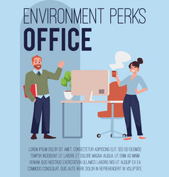 Office With Environment Perks Poster Template