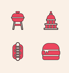 Set Burger Barbecue Grill White House And Hotdog