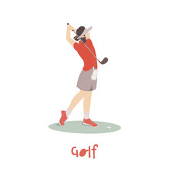 Golf Playing Icon Young Women Training With