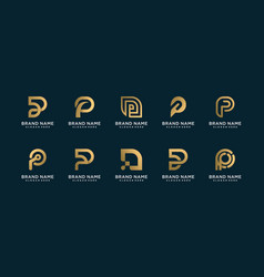 Set Of Golden P Logo Template For Company