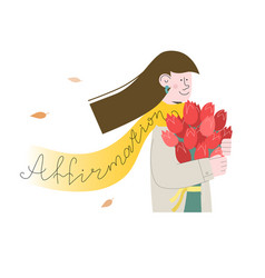 Woman With Tulips Throws A Affirmation