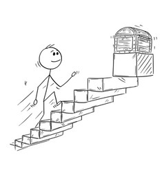 Cartoon Of Businessman Running Up Stairs