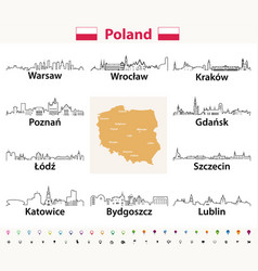 Poland Cities Skylines Outline Icons Polish Map