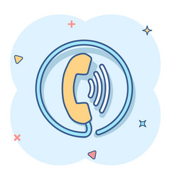 Cartoon Phone Icon In Comic Style Contact Support