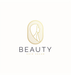 Line Art Beauty Logo In Luxury Gold Color