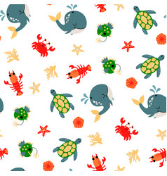 Seamless Pattern With Sea Animals