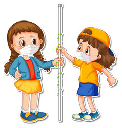 A Sticker Template Two People Holding Pole